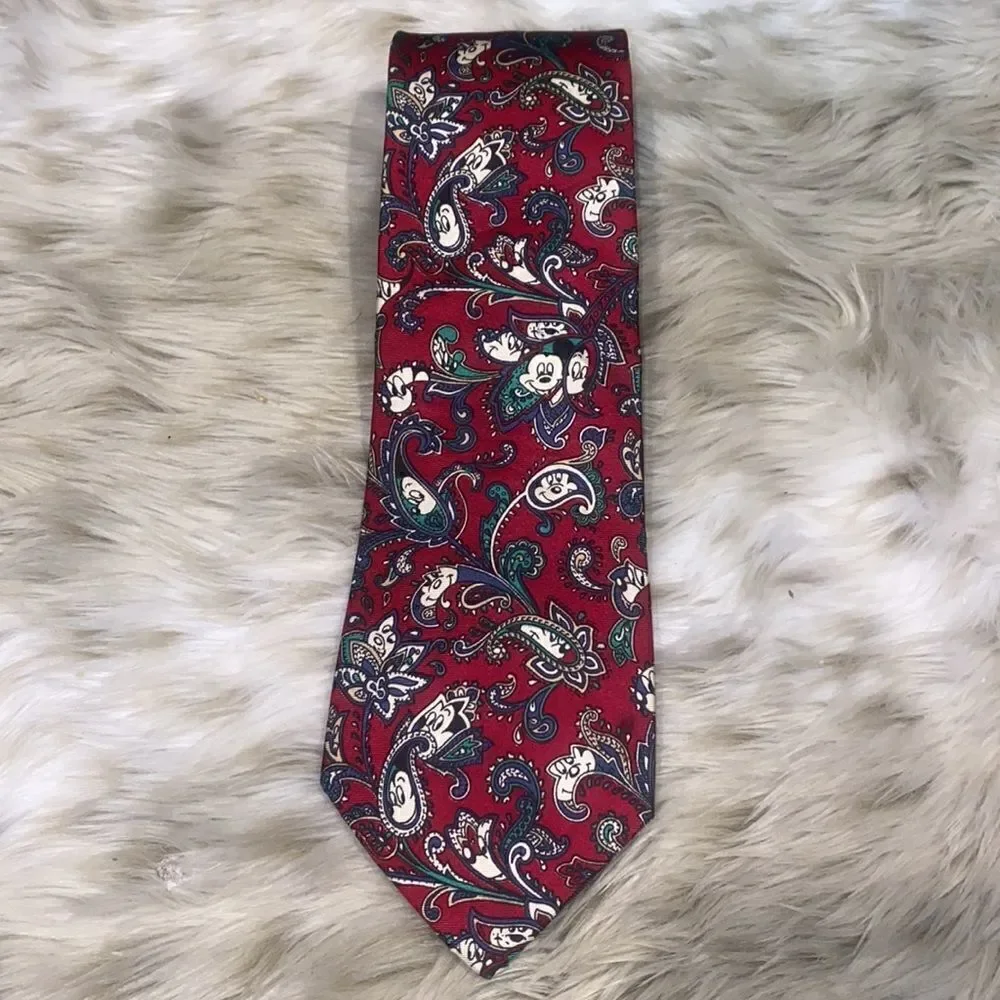 Vintage Disney Mickey Mouse Silk Paisley Tie